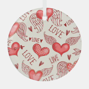 Ornement En Verre Motif de coeur pour la Saint-Valentin