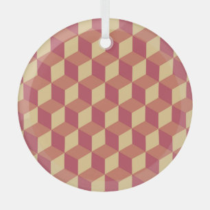 Ornement En Verre Motif de Cube rouge orange Abstrait