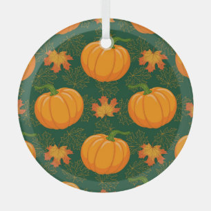 Ornement En Verre Motif de départ d'automne du Citrouille orange