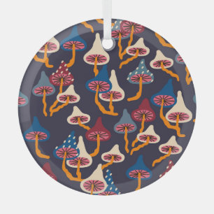 Ornement En Verre Motif d'enrobage de tissu d'illustration de champi