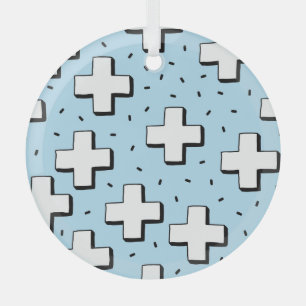 Ornement En Verre Motif dessiné à la main avec des signes plus.
