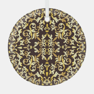 Ornement En Verre Motif doré baroque noir