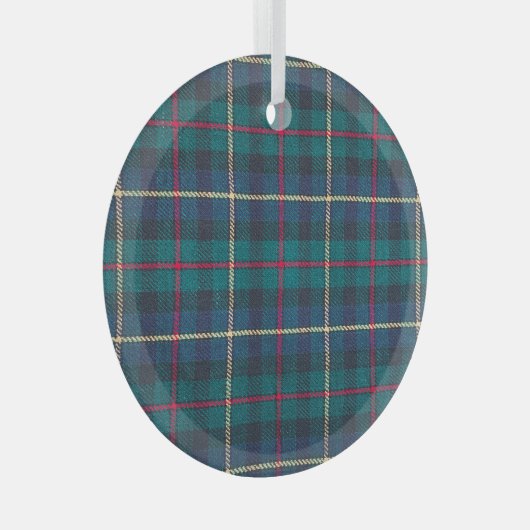 Ornement En Verre Motif écossais écossais rouge, vert, bleu. (Avant droite)