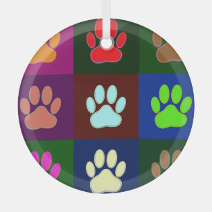 Ornement En Verre Motif Empreinte de patte de chien multicolore