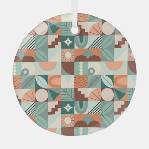 Ornement En Verre Motif en mosaïque abstrait et géométrique.