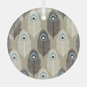 Ornement En Verre Motif en plumes de paon, style vintage.