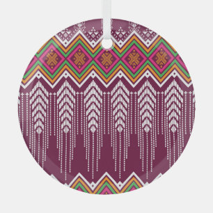 Ornement En Verre Motif ethnique géométrique traditionnel