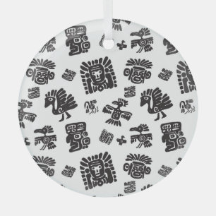 Ornement En Verre Motif ethnique noir maya