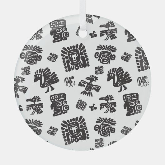 Ornement En Verre Motif ethnique noir maya (Recto)