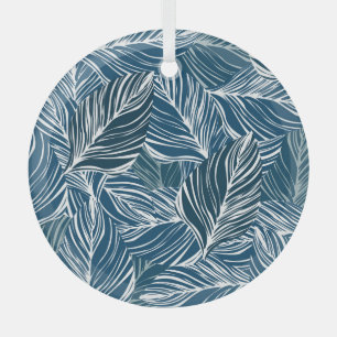 Ornement En Verre Motif Feuille bleue : Papier peint Vintage.