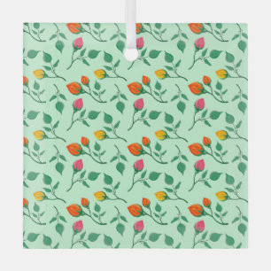 Ornement En Verre Motif floral avec fleurs roses colorées