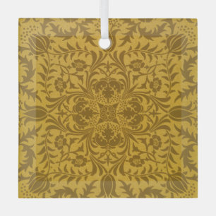 Ornement En Verre Motif floral doré orné avec symétrie