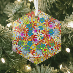 Ornement En Verre Motif floral moderne Couleurs vives