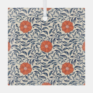 Ornement En Verre Motif floral sans couture avec fleur orange vibran