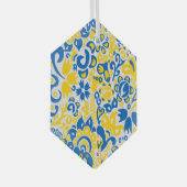 Ornement En Verre Motif folklorique aux couleurs du drapeau ukrainie (Avant droite)