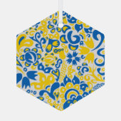 Ornement En Verre Motif folklorique aux couleurs du drapeau ukrainie (Verso)