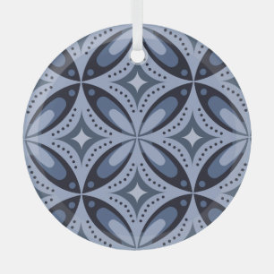 Ornement En Verre Motif géométrique bleu de style rétro