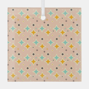 Ornement En Verre Motif géométrique rétro avec sarcelle, orange, noi