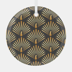 Ornement En Verre Motif paon d'or Art déco