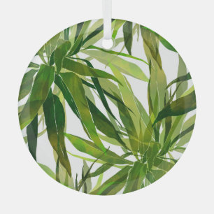 Ornement En Verre Motif peint à la main Feuille de palme