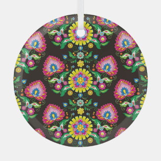 Ornement En Verre Motif populaire fleurie : tuiles rétro colorées