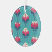 Ornement En Verre Motif sans couture rétro à fleurs. (Avant gauche)