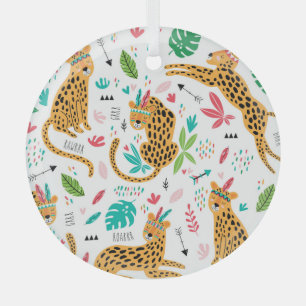 Ornement En Verre Motif tropical des léopards tribaux chiliens