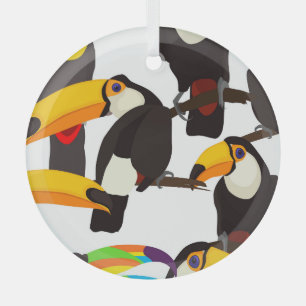 Ornement En Verre Motif Vintage des oiseaux tropicaux du Toucan