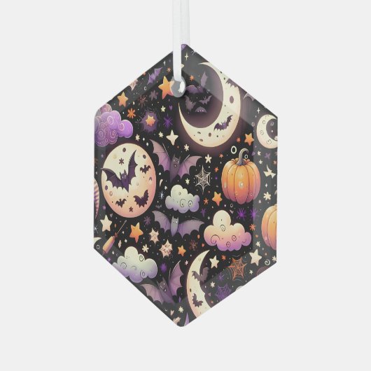 Ornement En Verre Motif Whimsical Halloween Night Sky (Avant gauche)