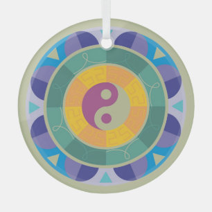 Ornement En Verre Motif Yin Yang Coloré
