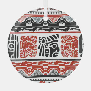 Ornement En Verre Motifs indiens, rouge noir, motif sans couture.
