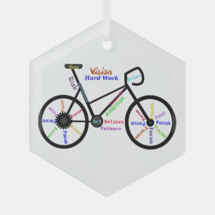 Ornement En Verre Motivational Bike Words for Bikers Cyclers pour el