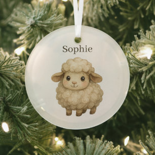 Ornement En Verre Moutons Cozy Personnalisés pour les Fêtes