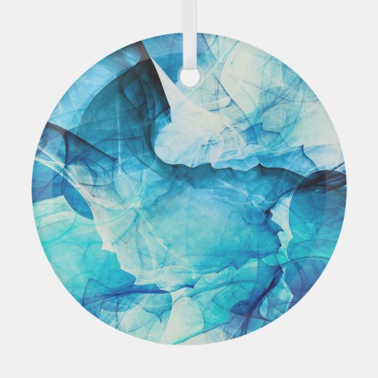 Ornement En Verre mouvement bleu Abstrait : composition fractale. (Recto)