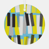 Ornement En Verre Musique jazz, motif géométrique bleu jaune. (Verso)