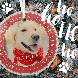 Ornement En Verre My First Christmas Forever Home Modern Pet Photo