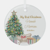 Ornement En Verre My First Christmas Tree and Crib New Baby (Recto)