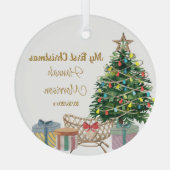 Ornement En Verre My First Christmas Tree and Crib New Baby (Verso)