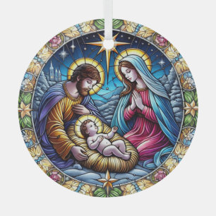 Ornement En Verre Nativité de Noël en verre tendu