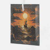 Ornement En Verre Navire naviguant la nuit (Avant gauche)