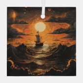 Ornement En Verre Navire naviguant la nuit (Verso)