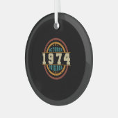 Ornement En Verre Né octobre 1974 Rétro original (Avant gauche)