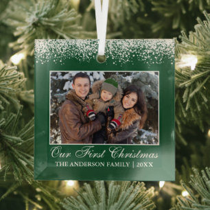 Ornement En Verre Neige Top Notre Première Famille De Noël Photo V
