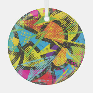 Ornement En Verre Neon chaotique : Motif de graffiti Abstrait.