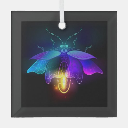 Ornement En Verre Neon Firefly sur noir (Recto)