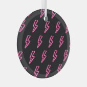 Ornement En Verre Neon Pink Lightning : Arrière - plan foncé. (Avant droite)