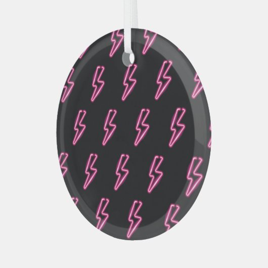 Ornement En Verre Neon Pink Lightning : Arrière - plan foncé. (Avant gauche)