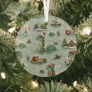 Ornement En Verre Nessie de Noël Monstre du Loch Ness Confortable Cr