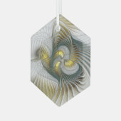 Ornement En Verre Nobly Golden Turquoise Imaginaire Fractal Art (Avant gauche)