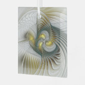 Ornement En Verre Nobly Golden Turquoise Imaginaire Fractal Art (Avant gauche)
